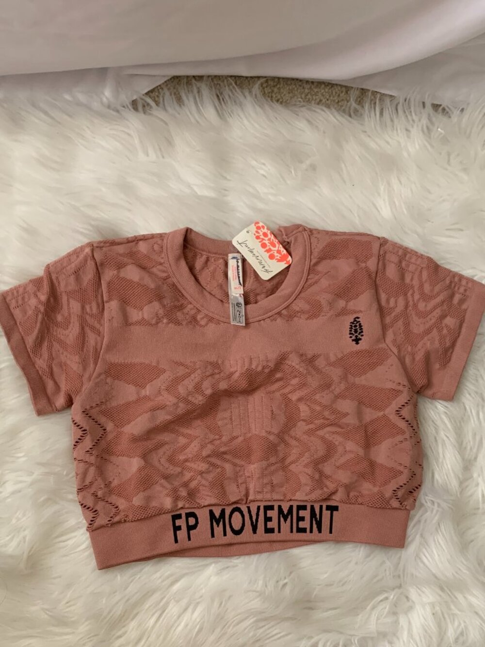 FREE PEOPLE MOVEMENT Run the Distance Baby Tee in Petal Combo Sz MED/LAR